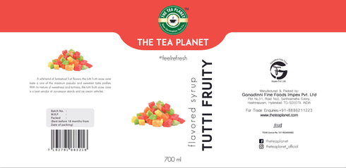 The Tea Planet Tutti Frutti Syrup 700 ml